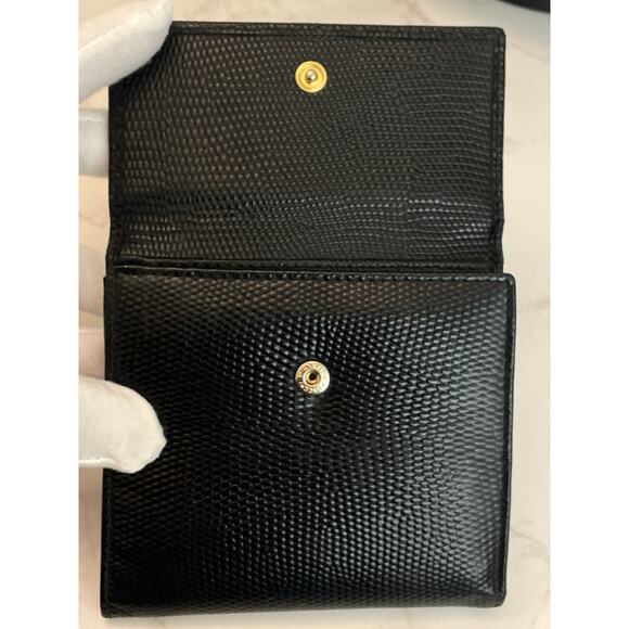 Salvatore Ferragamo Vara Bow Black Embossed Leather Trifold Kiss Lock Wallet EUC - Picture 7 of 10